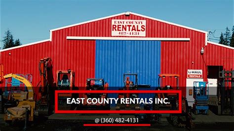East county rentals - East County Rentals, Inc. has provided convenient and affordable equipment rental service to customers in and around Elma, WA since 1994. We rent a variety of heavy equipment, from earthmoving machinery to aerial lifts, power tools to lawn and garden items. Best of all, we deliver just about anywhere!